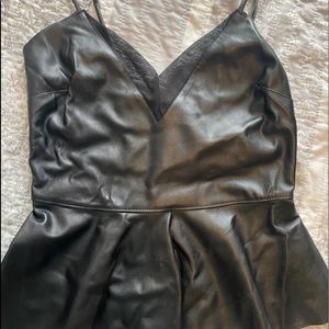 Leather, lace V, peplum